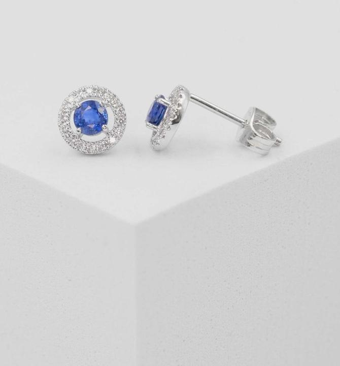 Image du produit Muau Boucles d'oreilles (Or blanc 750 Saphir 0.42ct. brillants 0.10ct)