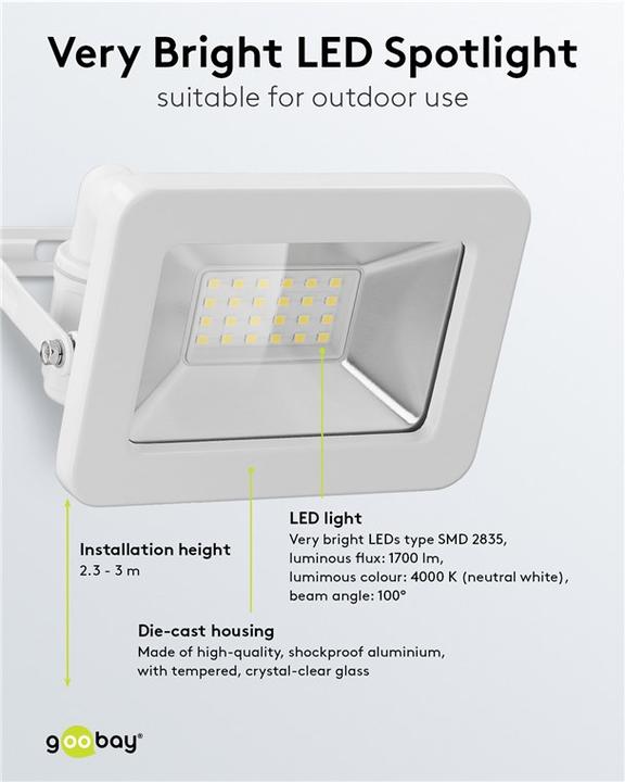 Actual product image Goobay LED outdoor spotlight, 20 W (1706 lm, IP65)