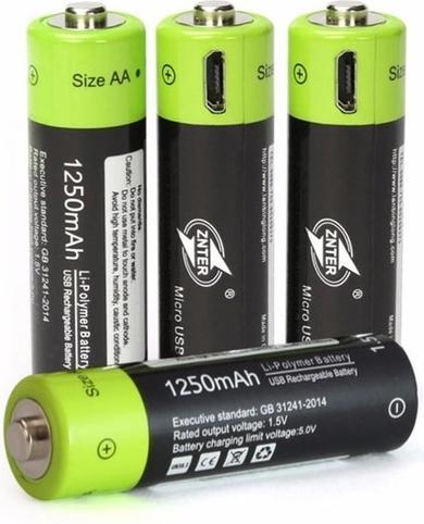 Produktbild Znter AA 1,5V 1700mAh li-polymer USB 4er Blister (4 Stk., AA, 1700 mAh)