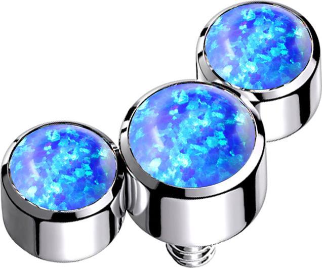Immagine prodotto Star Piercing Dermal Anchor argento tre opali blu (senza ottone, Acciaio chirurgico 316L)