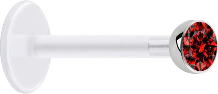 Produktbild Star Piercing Micro Labret transparent mit Kugel und Kristall rot (Chirurgenstahl 316L, ohne Messing, Bioflex)