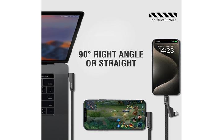 Produktbild 4smarts USB-C Kabel ComboCord Flat Right Angle (1.50 m, USB 2.0, 240 W)