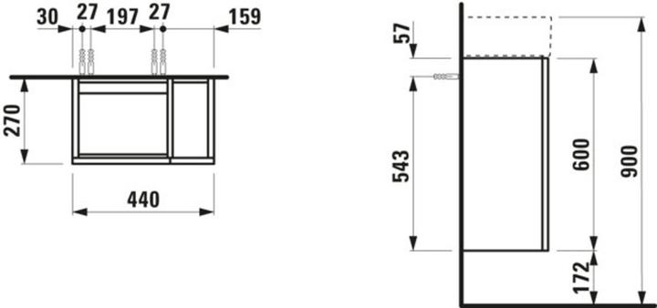 Produktbild Laufen Kartell Waschtischunterschrank, 1 Tür, Scharnier links, 440x600x270mm, für WT 815335, H4075 (30 x 50 x 66 cm)