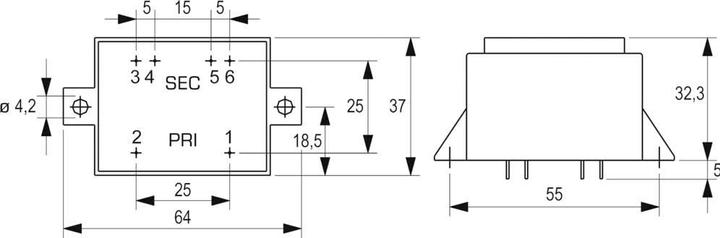 Immagine prodotto Block Trasformatore di stampa VCM 5.0/2/12 1 x 230 V 2 x 12 V/AC 5 VA 208 mA