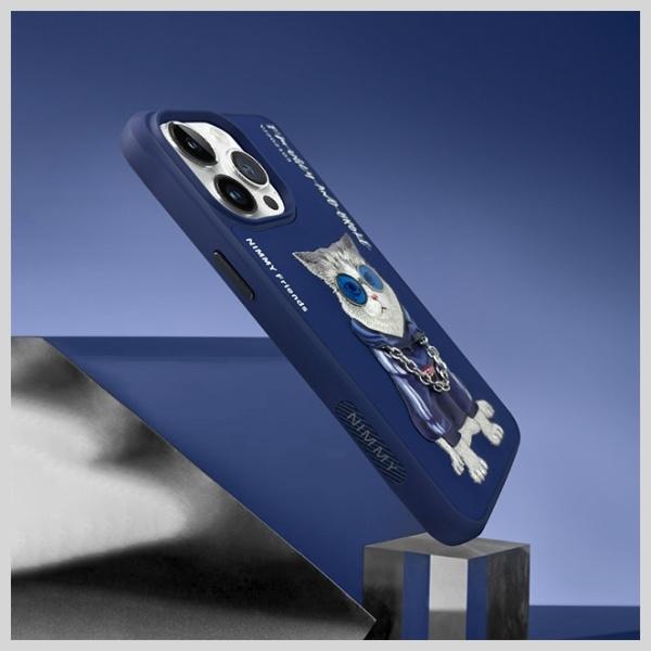 Produktbild Audi Nimmy case iPhone 15 Pro 6.1" blue Glasses Cool Cat (Apple iPhone 15 Pro)