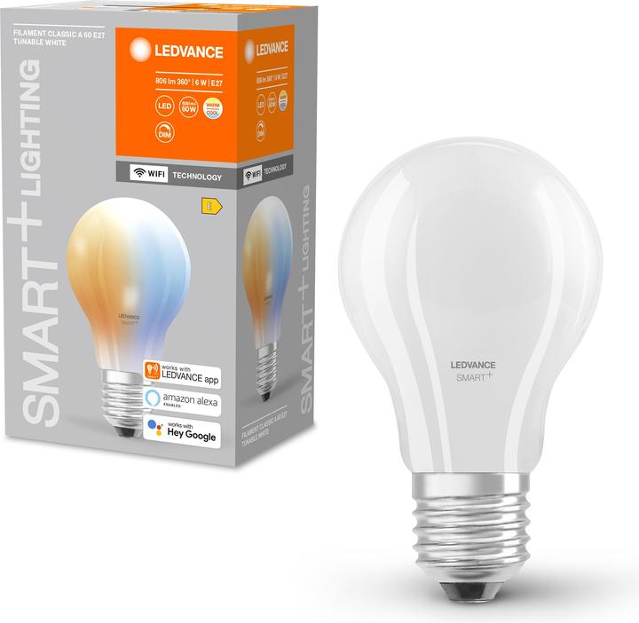 Actual product image Ledvance Smart+ Wifi Filament Classic (E27, 6 W, 806 lm, 1 x, E)