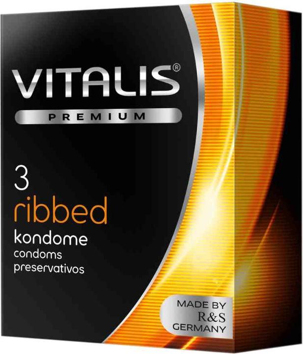 Actual product image Vitalis PREMIUM "Ribbed" 3 condoms with ribs for the extra hard sex experience (3 pcs.)