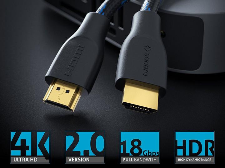 Actual product image Purelink Sonero Premium HDMI Cable X-PHC011-030 HDMI2.0 18Gbps 4K/60Hz Nylon Jacket 3m (3 m, HDMI)
