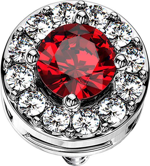 Immagine prodotto Star Piercing Ancora dermica cerchio in cristallo d'argento con grande cristallo rosso (Ottone, Acciaio chirurgico 316L)
