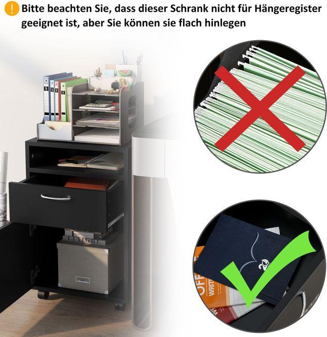 Actual product image Swisshandel24 Roll container Drawer container Container, 1 compartment, 1 shelf, 1 drawer, 40cmx3cmx60cm, black (40 x 35 x 60 cm)