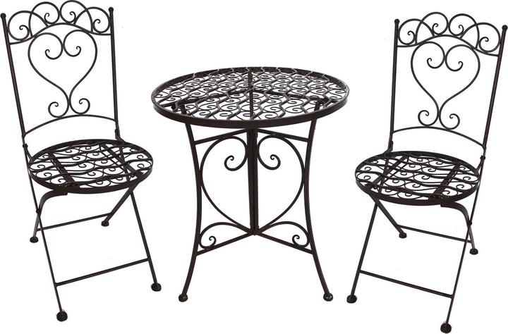 HTI-Living Gartentisch mit 2 Stühlen Curly Braun (60 cm)