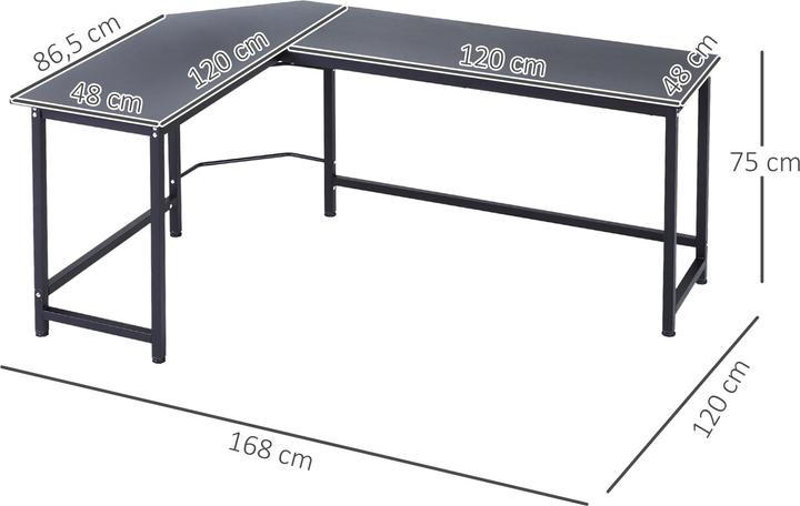 Produktbild Vinsetto Eckschreibtisch (168 x 120 x 75 cm)
