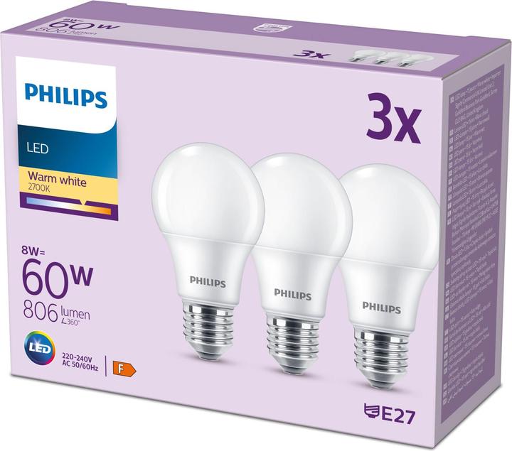 Actual product image Philips Led lamp (E27, 8 W, 806 lm, 3 x, F)