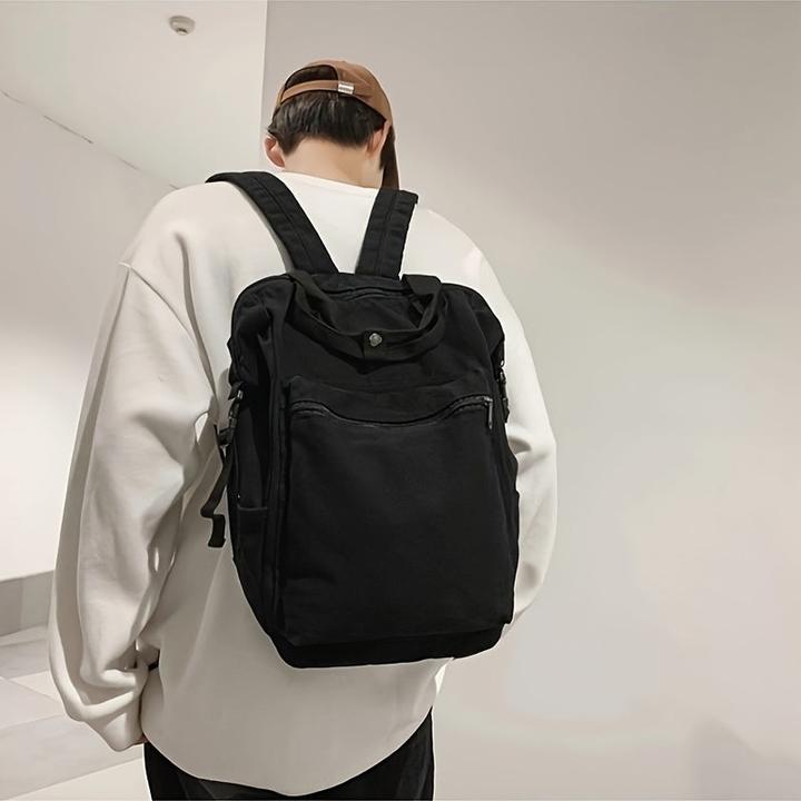 Image du produit Only-Bags.Store Grand sac à dos décontracté en toile, sac à cadre de couleur unie avec de multiples compartiments