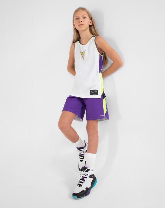 Immagine prodotto Tarmak Scarpe da basket intermedie da bambino SS500H - Bianco/Nero/Viola (34)