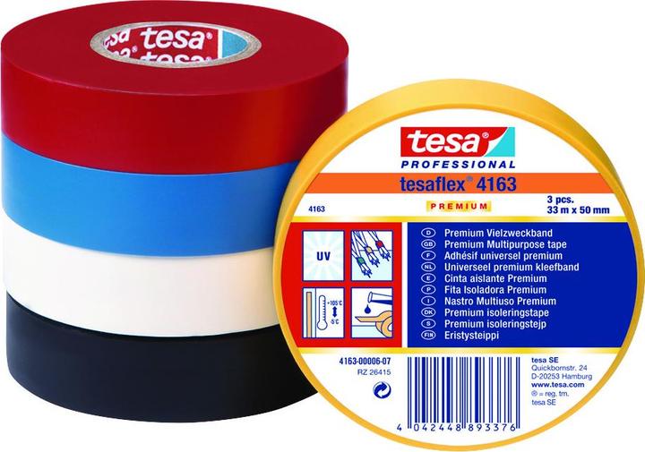 Actual product image tesa Electrical insulating tape tesaflex 4163 heat-resistant, for insulating, repairing & bundling (50 mm)