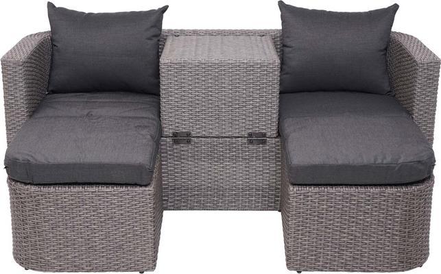 Image du produit Swisshandel24 3in1 Set, Garden/Lounge Set Sun Island, rotin demi-rond en polypropylène filé - Gris, coussins anthr