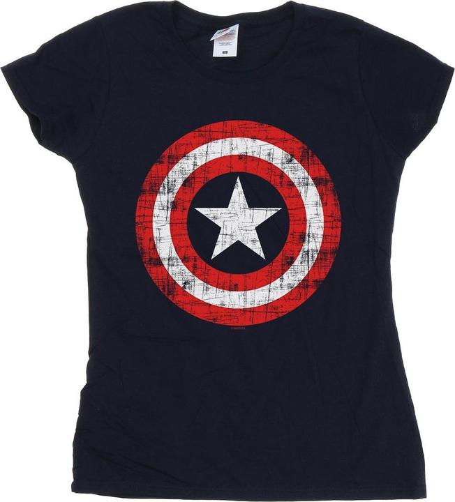 Avengers Captain America Scratched Shield TShirt aus Baumwolle