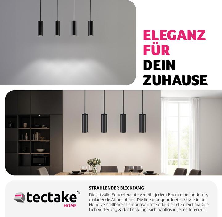Image du produit tectake Plafonnier Lumea, 4 lampes, câbles réglables en longueur (GU10)