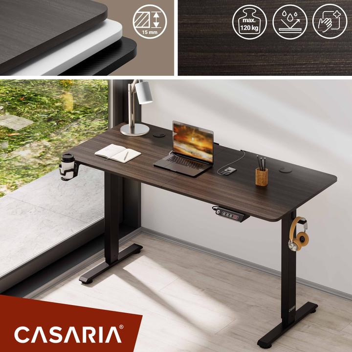 Actual product image Casaria Desk with adjustable height (140 x 60 x 118 cm)