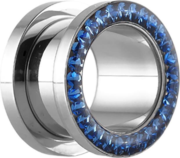 Produktbild Star Piercing Flesh Tunnel High Polished mit Kristall blau und Epoxy Schutzschicht (Chirurgenstahl 316L, ohne Messing)