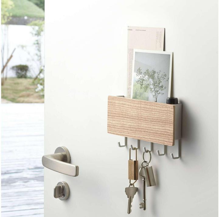 Actual product image Yamazaki Magnetic key rack with shelf RIN (18 x 3 x 9.5 cm)