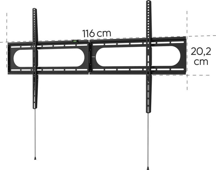 Immagine prodotto Hama Staffa da parete per TV, rigida, 305 cm (120") fino a 100 kg, distanza dalla parete 2,8 cm (Muro, 120", 100 kg)