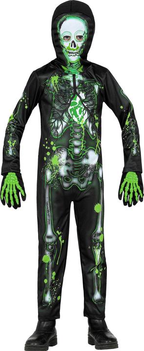 Widmann Infected zombie skeleton kids costume jumpsuit with mask (140)