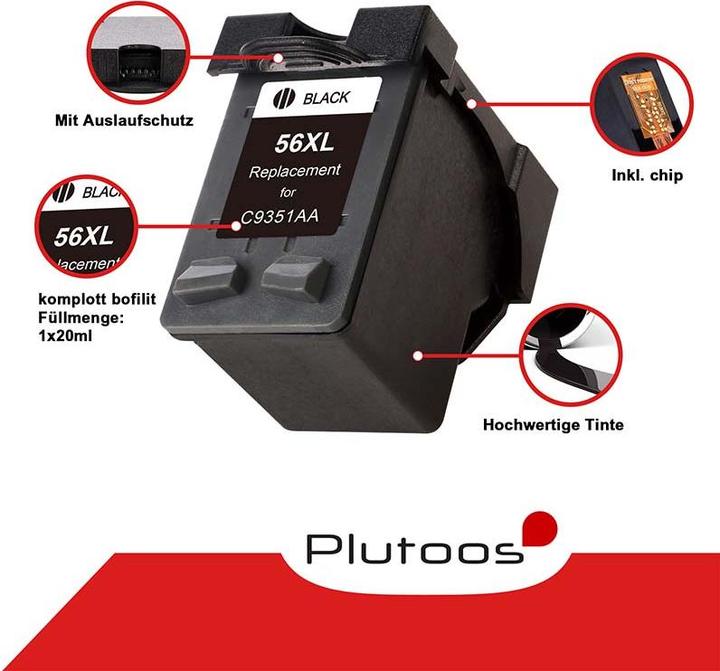 Actual product image Plutoos HP 56 XL HP 57 XL cartridges XXL compatible, set of 2 BK+CL (CL, FC)