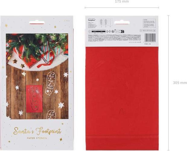 Productafbeelding Partydeco Kerstdecoratie - Kerstman Voetafdruk sjablonen, 16,5x27,5 cm, mix (1 pkt / 3 st.)