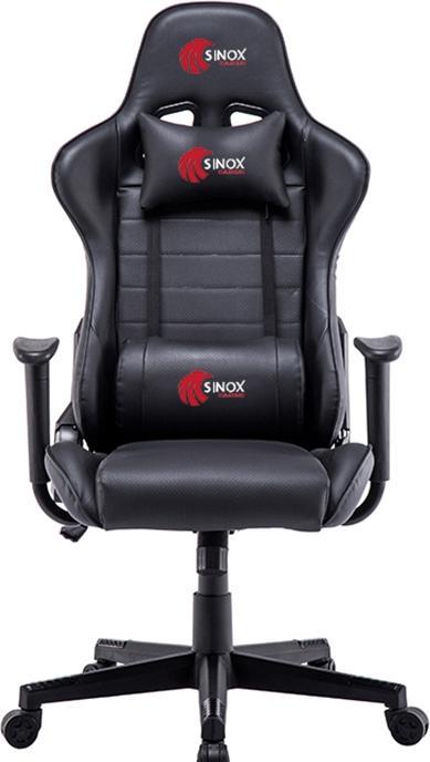 Sinox gamingstol i sort med røde syninger