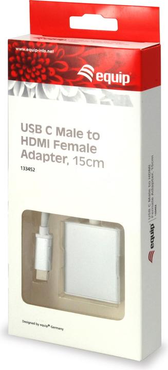 Actual product image equip USB type C plug to HDMI adapter 15 cm (HDMI, 15 cm)