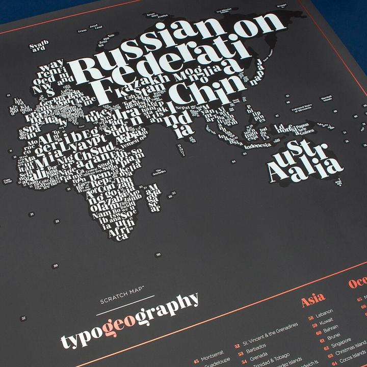Produktbild Luckies Scratch Map Typogeography (82 x 60 cm)