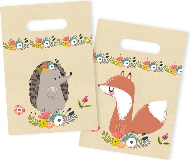Actual product image Natura Punto Set of 6 Gift Bags Hedgehog and Fox with Handle, 23 cm (Gift box, 6 x)