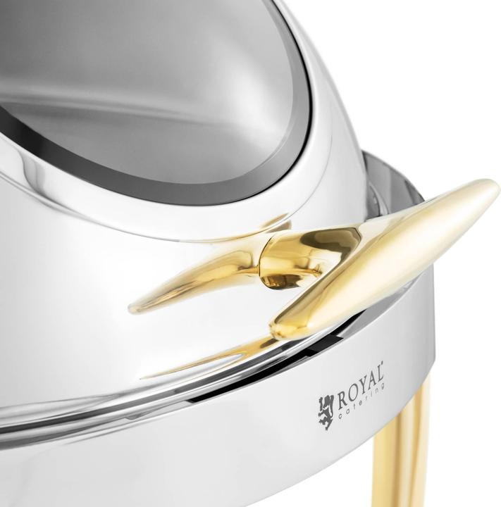 Produktbild Royal Catering Chafing Dish Warmhaltebehälter Rechaud Wärmebehälter rund Goldakzente 6 L