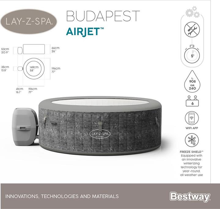 Image du produit Bestway Lay-Z-Spa Budapest 196x66cm Airjet (6 pers.)