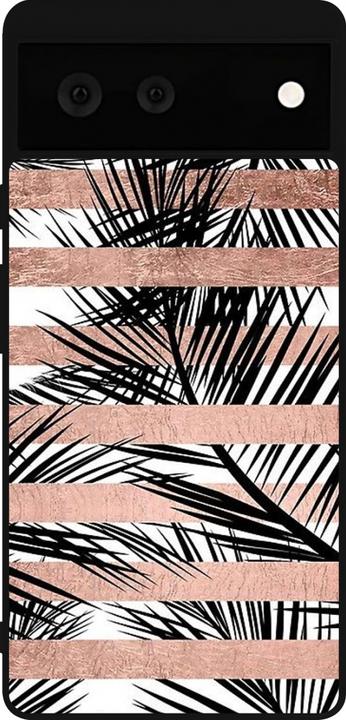 Actual product image PhoneLook Coque Silicone rigide noir Palm trees gold stripes (Google Pixel 6)