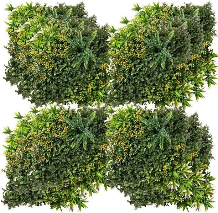 Actual product image Swisshandel24 12 pieces artificial plant wall hedge 50x50 cm UV protection Privacy screen Multi-leaf design Hedge (50 cm)