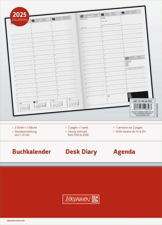 Produktbild Buchkalender Modell 781 (2025) (A4, Französisch, Englisch, Italienisch, Deutsch)