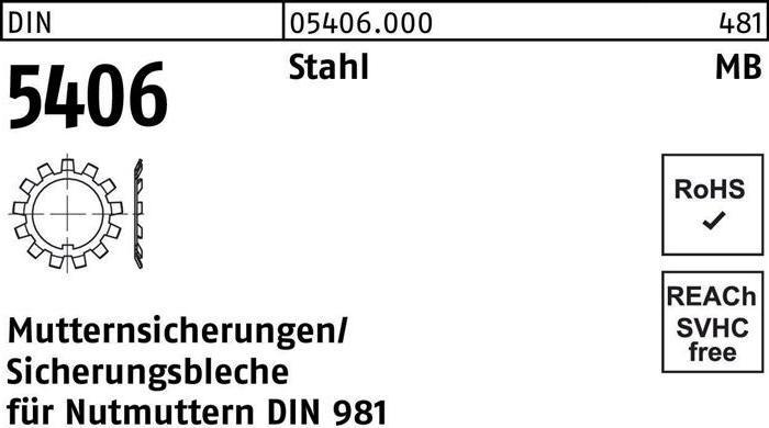 Produktbild Sicherungsblech DIN 5406 MB 30/M150x2 Stahl f.DIN 981