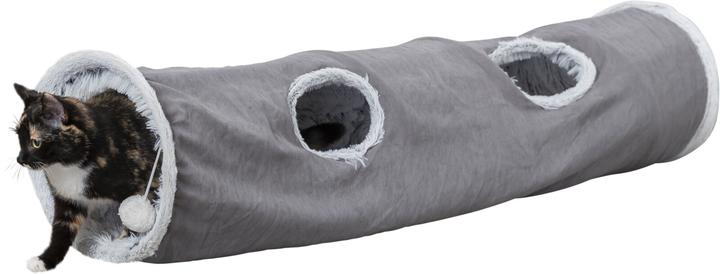 Actual product image Trixie Cat Play Tunnel Harvey, ø 27 × 116 cm, Grey (Cat ball toy)