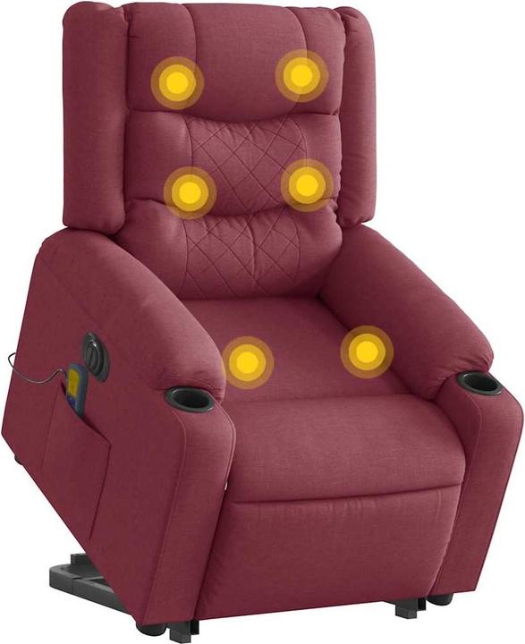 Produktbild VidaXL Elektrischer Massagesessel mit Aufstehhilfe Weinrot Stoff