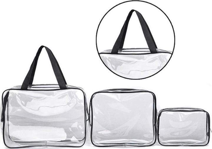 Produktbild Noya Kosmetik Make-Up Tasche (3er Set) – Transparenter Reise-Organizer mit Reissverschluss (1 l)