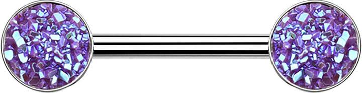 Immagine prodotto Star Piercing Barbell silber mit Druse Stein violett (Acciaio chirurgico 316L, senza ottone)