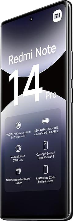 Produktbild Xiaomi Redmi Note 14 Pro (512 GB, Midnight Black, 6.67", Hybrid Dual SIM, 200 Mpx, 4G)