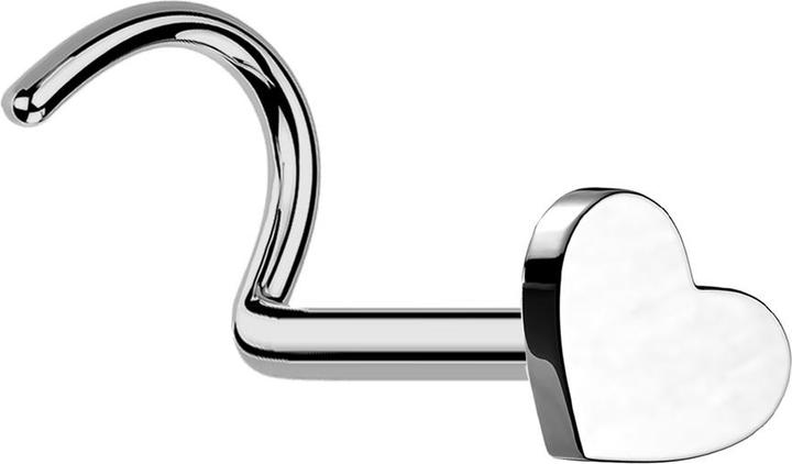 Star Piercing Threadless Nasenstecker gebogen silber Herz silber (ohne Messing, Titan G23)