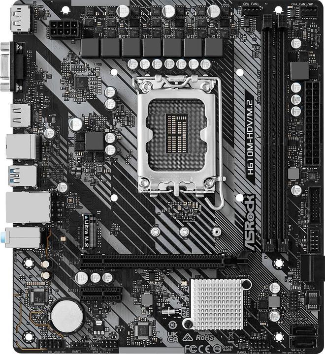Produktbild AsRock H610M-HDV/M.2 R2.0 (LGA 1700, Intel H610, mATX)