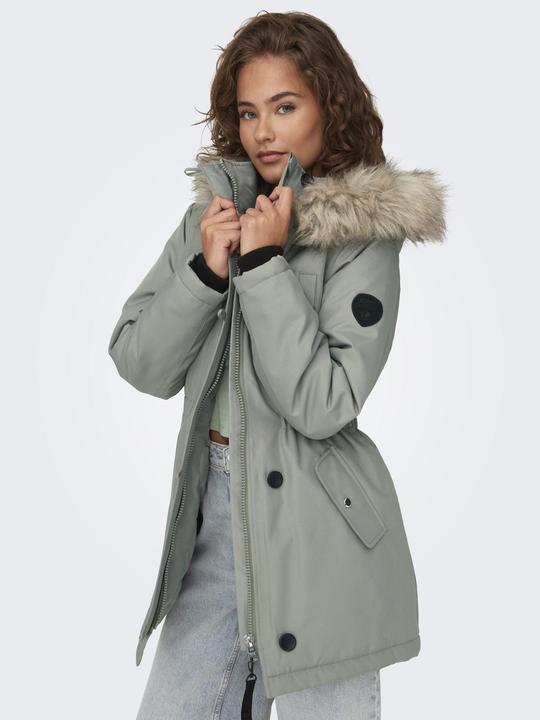 Produktbild Only Kapuze mit abnehmbarem Kunstfell-Rand Gerippte Ärmelbündchen Parka Langer Parka (XS)