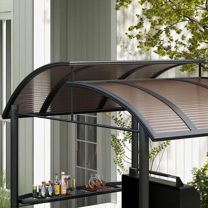 Produktbild Swisshandel24 Grillpavillon Flammschutzdach BBQ Pavillon UV Schutz Pergola Stahl PC Dunkelgrau 240x150x230cm (240 cm, 150 cm)