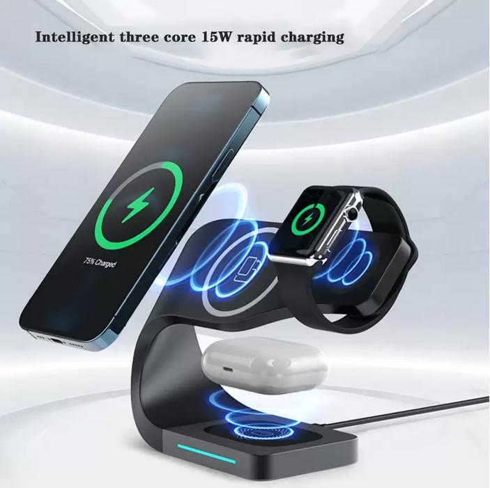 Immagine prodotto PhoneLook Stazione di ricarica 15W senza fili 4 in 1 magnetica per iPhone Apple Watch, AirPods (15 W)